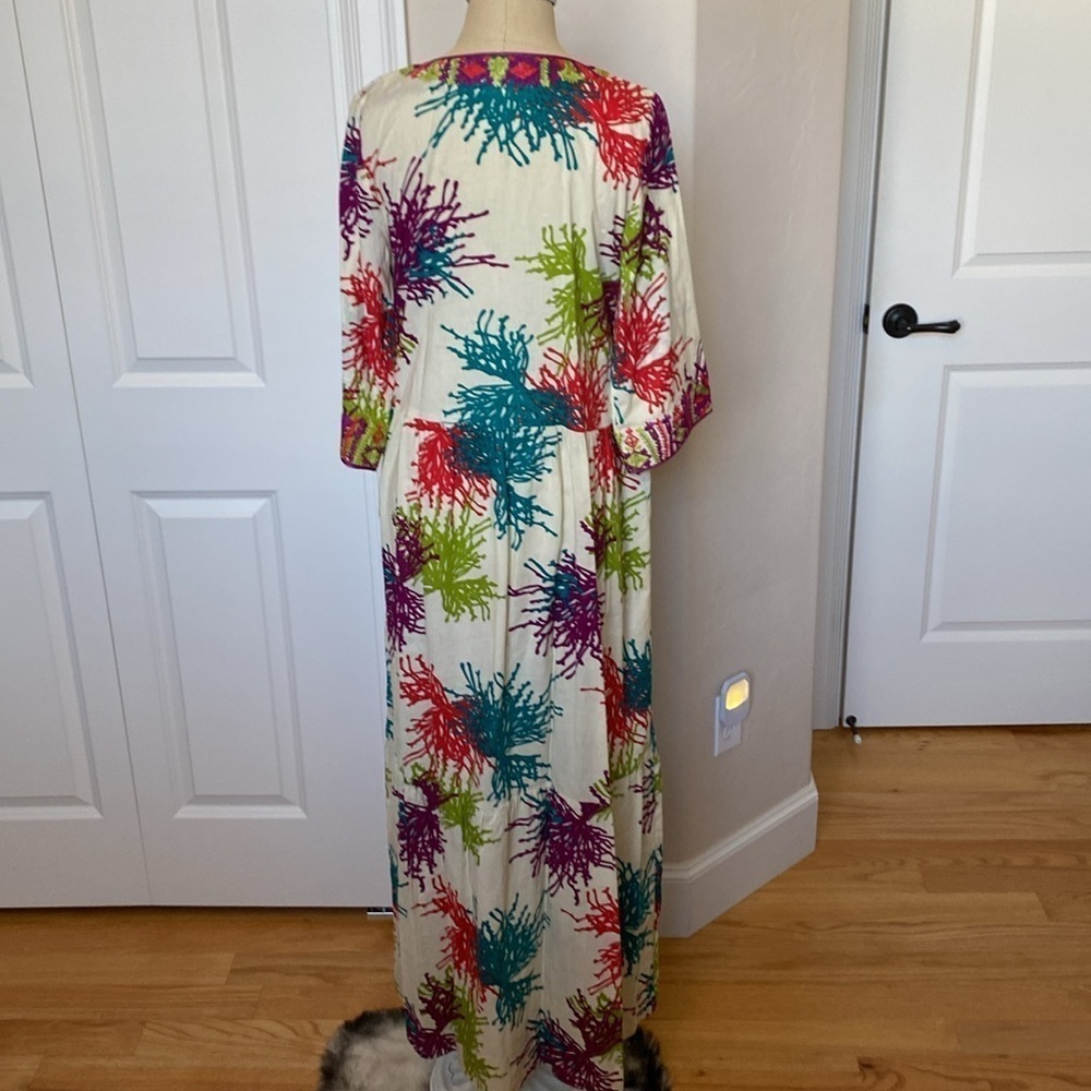 Bahrain Asian Inspired Maxi dress Womens S lightweight embroidery island style - Picture 2 of 5